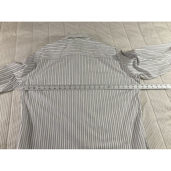 Christian Dior Monsieur Men’s 16 Blue Tan Stripe Button Up Long Sleeve Luxury - Picture 6 of 7